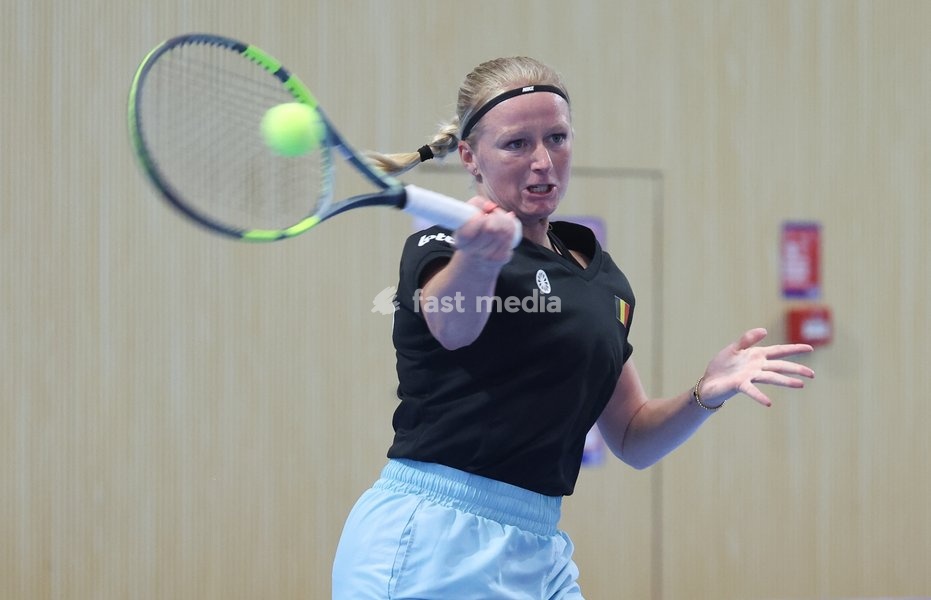 Belgian Lara Salden pictured during a training session for the Finals of the Billie King Cup tournament, on Wednesday 23 September 2026 in Shenzhen, China. Tomorrow, Belgium will play in Quarterfinals against Ukraine