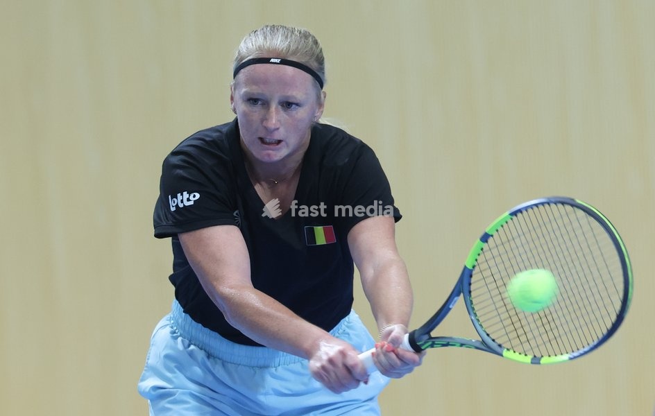 Belgian Lara Salden pictured during a training session for the Finals of the Billie King Cup tournament, on Wednesday 23 September 2026 in Shenzhen, China. Tomorrow, Belgium will play in Quarterfinals against Ukraine
