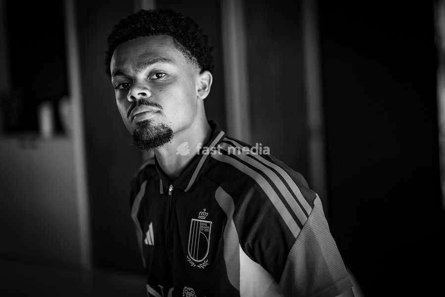 Belgian Lucas Noubi poses for the photographer during a press conference of the Red Devils U21 youth team, the Belgian youth national soccer team, at the national training center in Tubize, Wednesday 23 September 2026. The team is preparing for fixtures in the Euro 2027 qualifiers games