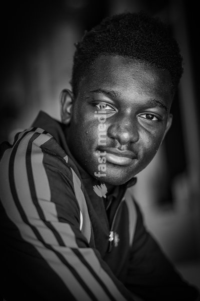 Belgium's Jesse Bisiwu poses for the photographer during a press conference of the Red Devils U21 youth team, the Belgian youth national soccer team, at the national training center in Tubize, Wednesday 23 September 2026. The team is preparing for fixtures in the Euro 2027 qualifiers games