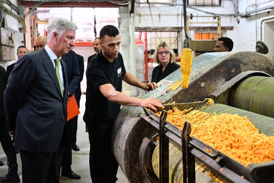 King Philippe - Filip of Belgium enjoys a guided tour at the Savonneries Bruxelloises soap manufacturer in Laeken, where the King will inaugurate the factory’s new building to mark its centennial, on Wednesday 23 September 2026