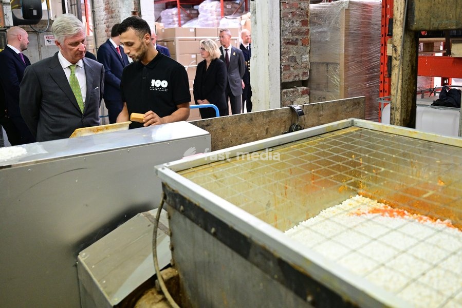 King Philippe - Filip of Belgium enjoys a guided tour at the Savonneries Bruxelloises soap manufacturer in Laeken, where the King will inaugurate the factory’s new building to mark its centennial, on Wednesday 23 September 2026