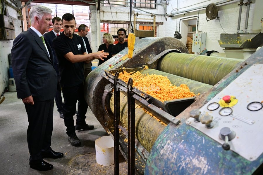 King Philippe - Filip of Belgium enjoys a guided tour at the Savonneries Bruxelloises soap manufacturer in Laeken, where the King will inaugurate the factory’s new building to mark its centennial, on Wednesday 23 September 2026