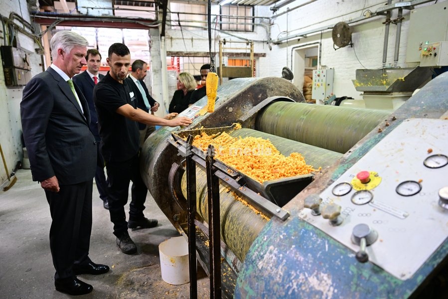 King Philippe - Filip of Belgium enjoys a guided tour at the Savonneries Bruxelloises soap manufacturer in Laeken, where the King will inaugurate the factory’s new building to mark its centennial, on Wednesday 23 September 2026