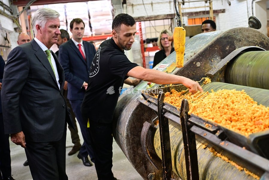 King Philippe - Filip of Belgium enjoys a guided tour at the Savonneries Bruxelloises soap manufacturer in Laeken, where the King will inaugurate the factory’s new building to mark its centennial, on Wednesday 23 September 2026