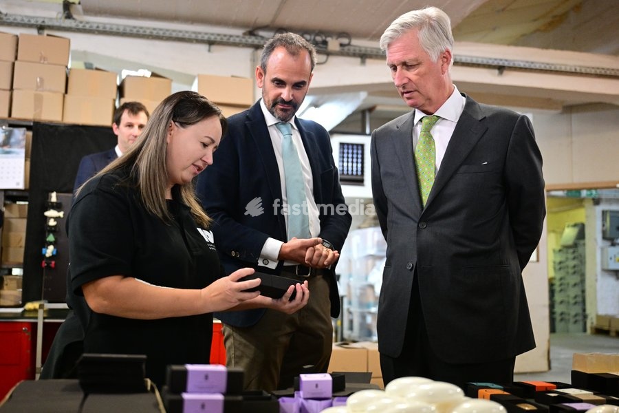 King Philippe - Filip of Belgium enjoys a guided visit to the Savonneries Bruxelloises soap manufacturer in Laeken, where the King will inaugurate the factory’s new building to mark its centennial, on Wednesday 23 September 2026