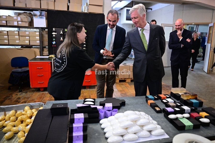 King Philippe - Filip of Belgium enjoys a guided visit to the Savonneries Bruxelloises soap manufacturer in Laeken, where the King will inaugurate the factory’s new building to mark its centennial, on Wednesday 23 September 2026