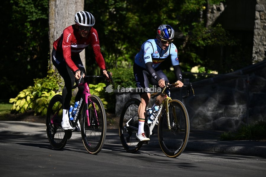Belgian Remco Evenepoel pictured during a training before the cycling World Championship, in Montreal, Canada, Wednesday 23 September 2026. The UCI road world championships are taking place from 20 to 27 September, in Montreal, Canada