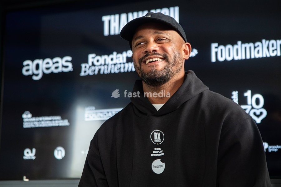Former international player and FC Bayern's Head Coach Vincent Kompany pictured at a press conference to announce the partnership between the BX Brussels soccer club and Foodmaker on Wednesday 23 September 2026 in Brussels