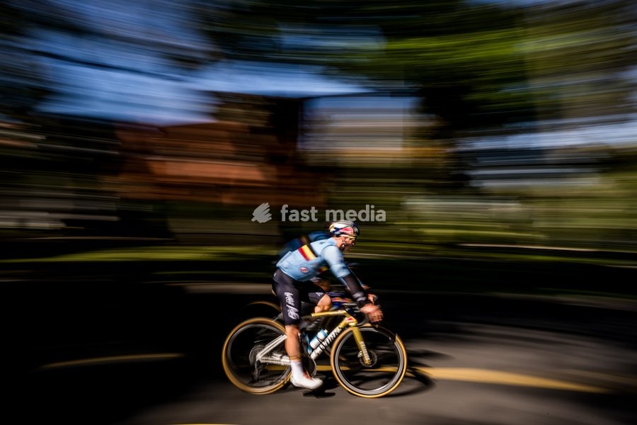 Belgian Remco Evenepoel pictured in action during a training before the cycling World Championship, in Montreal, Canada, Wednesday 23 September 2026. The UCI road world championships are taking place from 20 to 27 September, in Montreal, Canada