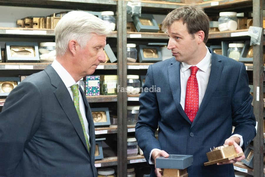 King Philippe - Filip of Belgium pictured during a royal visit to the Savonneries Bruxelloises soap manufacturer in Laeken - Laken, Brussels, where the King will inaugurate the factory’s new building to mark its centennial, on Monday 22 September 2025