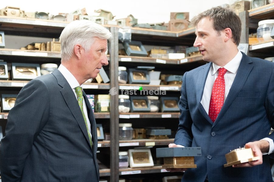 King Philippe - Filip of Belgium pictured during a royal visit to the Savonneries Bruxelloises soap manufacturer in Laeken - Laken, Brussels, where the King will inaugurate the factory’s new building to mark its centennial, on Monday 22 September 2025