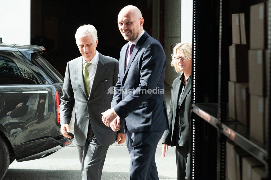 King Philippe - Filip of Belgium pictured during a royal visit to the Savonneries Bruxelloises soap manufacturer in Laeken - Laken, Brussels, where the King will inaugurate the factory’s new building to mark its centennial, on Monday 22 September 2025