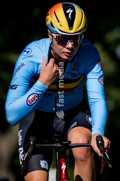 Belgian Lotte Kopecky pictured in action during a training before the cycling World Championship, in Montreal, Canada, Wednesday 23 September 2026. The UCI road world championships are taking place from 20 to 27 September, in Montreal, Canada