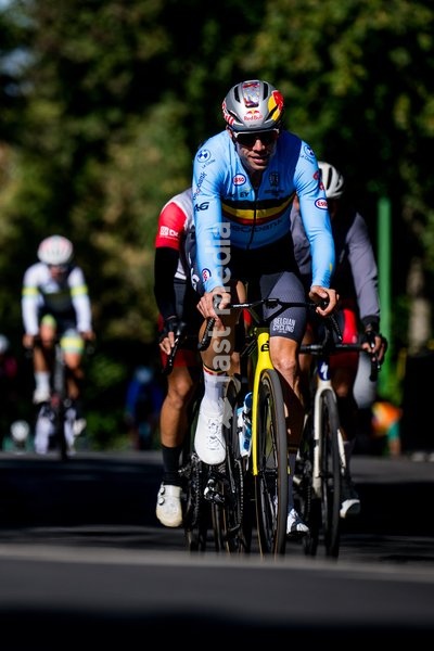 Belgian Wout van Aert pictured in action during a training before the cycling World Championship, in Montreal, Canada, Wednesday 23 September 2026. The UCI road world championships are taking place from 20 to 27 September, in Montreal, Canada