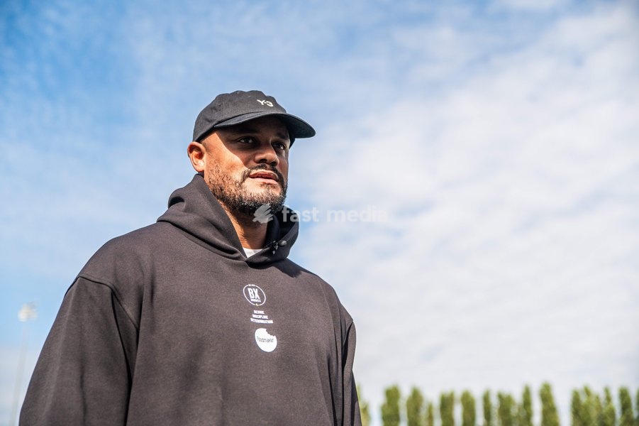 Former international player and FC Bayern's Head Coach Vincent Kompany pictured at a press conference to announce the partnership between the BX Brussels soccer club and Foodmaker on Wednesday 23 September 2026 in Brussels