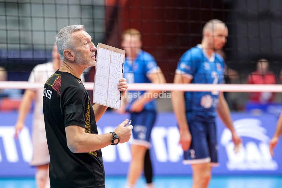 Emanuele Zanini the Head Coach of Belgium during the Belgium vs Slovenia match at Quarter Final of the CEV Enel EuroVolley 2026 Men at PalaVela in Turin, Italy, on September 23, 2026. Belgium losts the match against Slovenia with a score 1-3