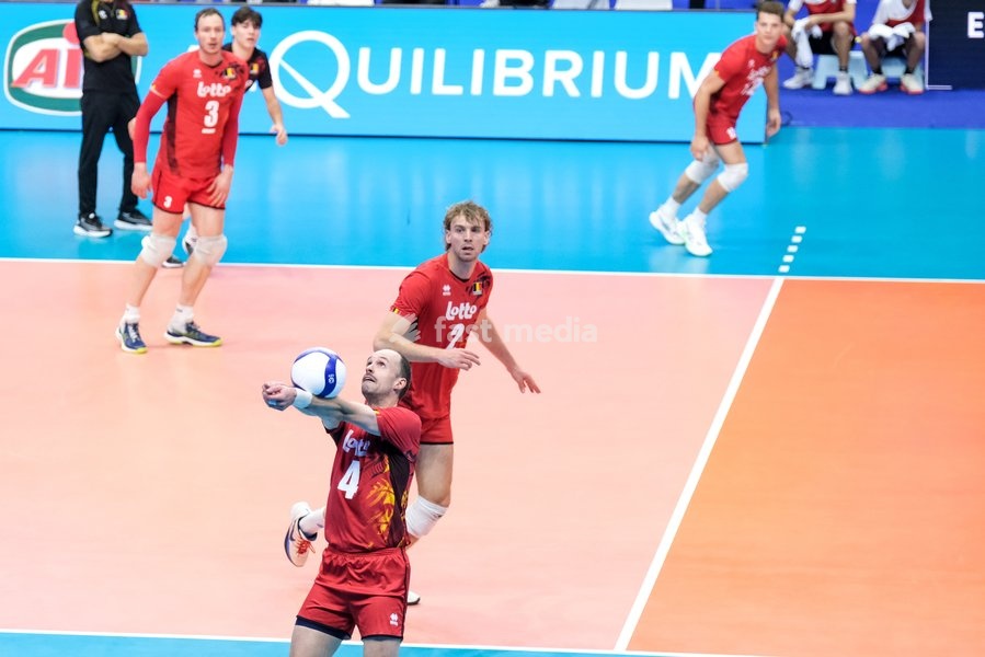 Stijn D'Hulst of Belgium during the Belgium vs Slovenia match at Quarter Final of the CEV Enel EuroVolley 2026 Men at PalaVela in Turin, Italy, on September 23, 2026. Belgium losts the match against Slovenia with a score 1-3