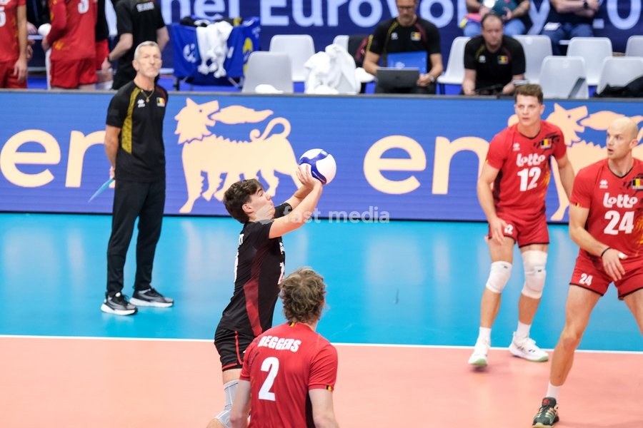 Gorik Lantsoght of Belgium during the Belgium vs Slovenia match at Quarter Final of the CEV Enel EuroVolley 2026 Men at PalaVela in Turin, Italy, on September 23, 2026. Belgium losts the match against Slovenia with a score 1-3