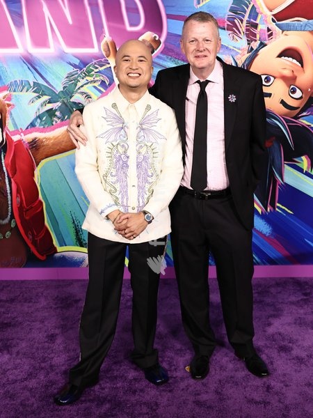 Januel P Mercado and Mark Swift at the Los Angeles Premiere Of DreamWorks Animation's And Universal Pictures' 'Forgotten Island' held at the Lucas Museum of Narrative Art on September 23, 2026 in Los Angeles, California, United States