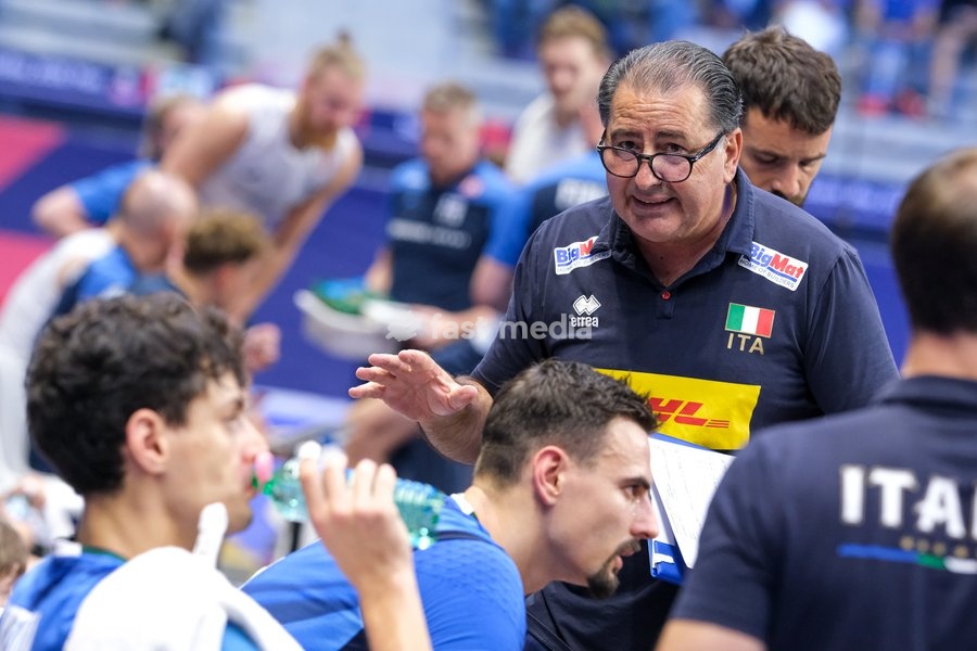 during the Italy vs Finland match at Quarter Final of the CEV Enel EuroVolley 2026 Men at PalaVela in Turin, Italy, on September 23, 2026. Italy loses the match against Finland with a score 2-3