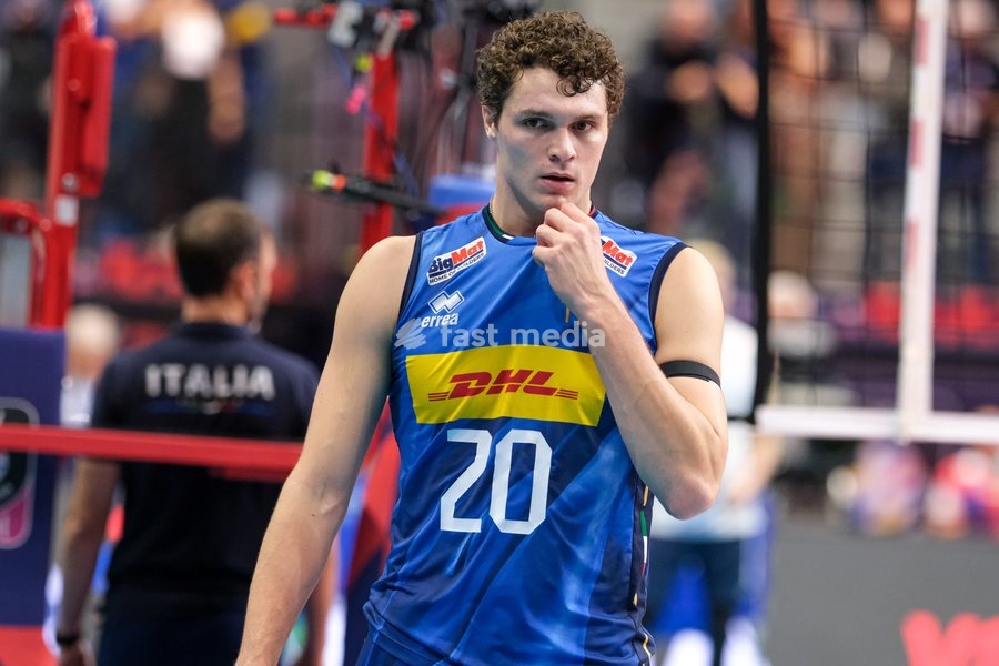Pardo Mati of the Italy during the Italy vs Finland match at Quarter Final of the CEV Enel EuroVolley 2026 Men at PalaVela in Turin, Italy, on September 23, 2026. Italy loses the match against Finland with a score 2-3