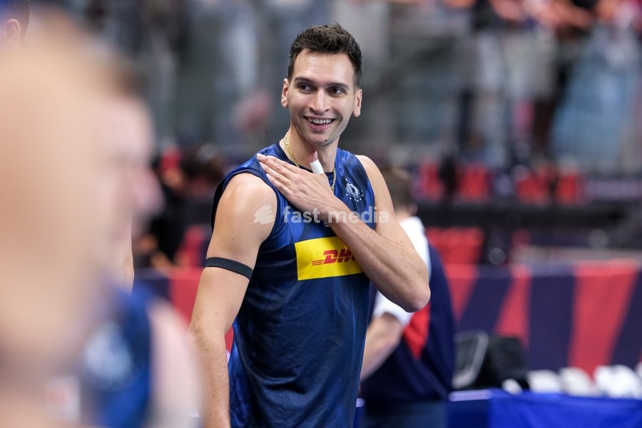 Yuri Romanò of the Italy during the Italy vs Finland match at Quarter Final of the CEV Enel EuroVolley 2026 Men at PalaVela in Turin, Italy, on September 23, 2026. Italy loses the match against Finland with a score 2-3