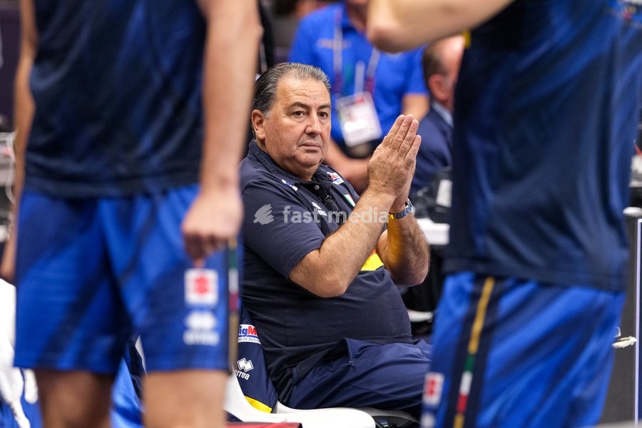 Ferdinando De Giorgi the Head Coach of Italy during the Italy vs Finland match at Quarter Final of the CEV Enel EuroVolley 2026 Men at PalaVela in Turin, Italy, on September 23, 2026. Italy loses the match against Finland with a score 2-3