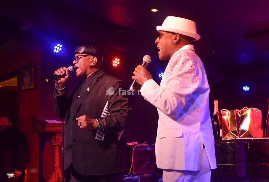 Dave Smith and Chris Amoo of The Real Thing accept the British Soul Band of The Century award at The Boisdale Xerjoff Music Awards at Boisdale of Canary Wharf on September 23, 2026 in London, England