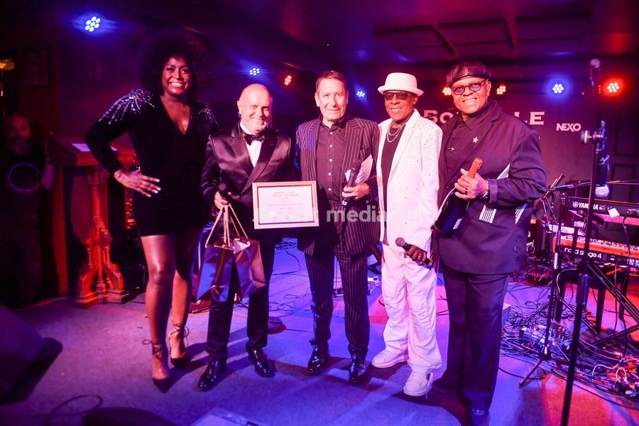 Dave Smith and Chris Amoo of The Real Thing accept the British Soul Band of The Century award at The Boisdale Xerjoff Music Awards at Boisdale of Canary Wharf on September 23, 2026 in London, England