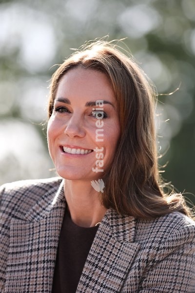 Catherine, Princess of Wales smiles during a visit to The Forward Trust to mark Addiction Awareness Week on September 24, 2026 in Southend, England. The Forward Trust supports people as they recover from addiction with the aim of helping them rebuild their lives. The Princess of Wales has been a…