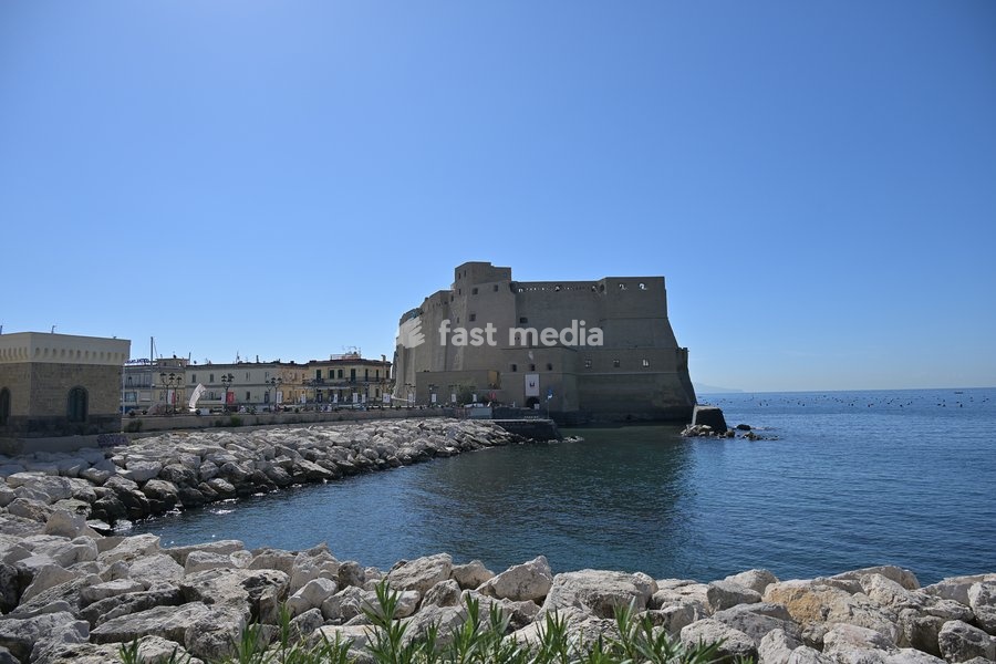 A view of Castel dell’Ovo during the Americas Cup Preliminary Regatta Sailing Day 1 at the Race Village on 24th September 2026 in Naples, Italy