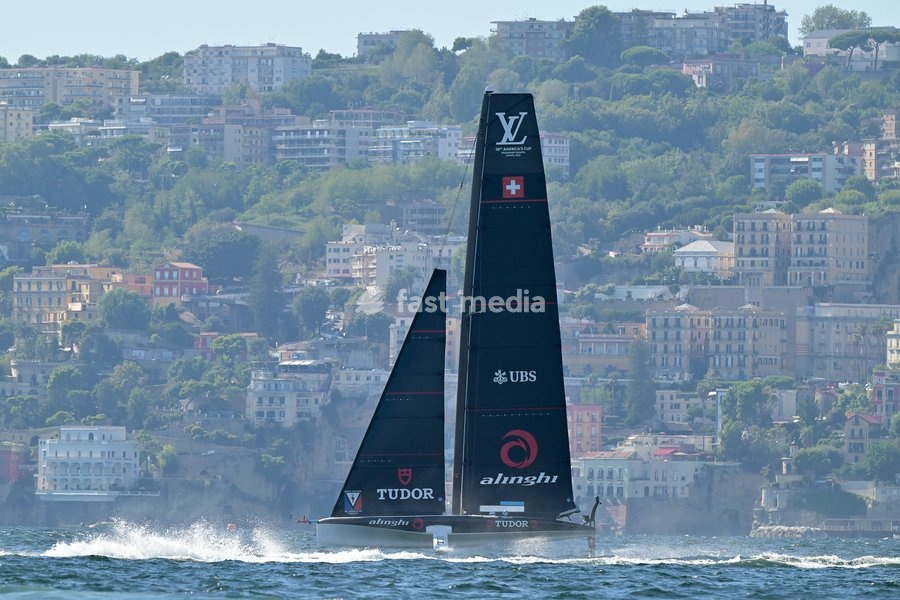Tudor Team Alinghi Team during the Americas Cup Preliminary Regatta Sailing Day 1 at the Race Village on 24th September 2026 in Naples, Italy