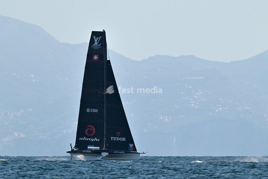 Tudor Team Alinghi Team during the Americas Cup Preliminary Regatta Sailing Day 1 at the Race Village on 24th September 2026 in Naples, Italy