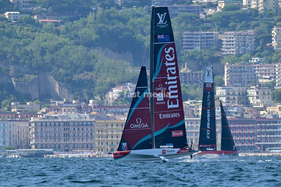 Emirates Team New Zealand Team during the Americas Cup Preliminary Regatta Sailing Day 1 at the Race Village on 24th September 2026 in Naples, Italy