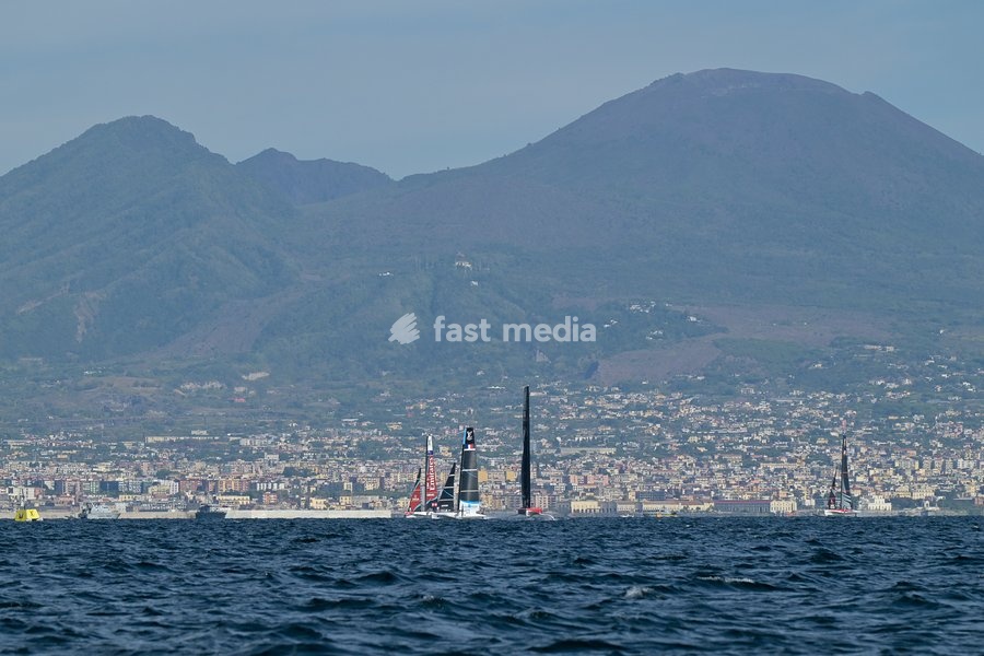 Emirates Team New Zealand Team, Luna Rossa Team during the Americas Cup Preliminary Regatta Sailing Day 1 at the Race Village on 24th September 2026 in Naples, Italy