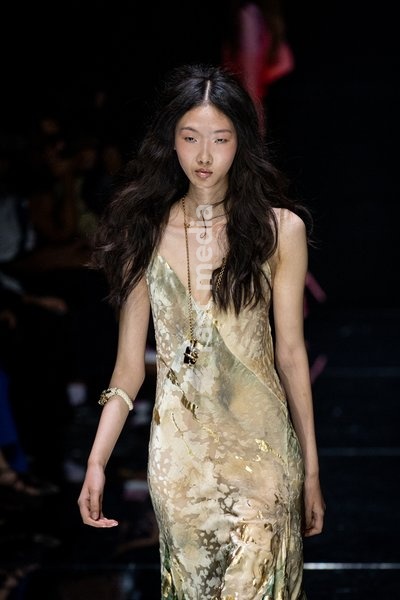 A model walks the runway at Roberto Cavalli fashion show during the Milan Fashion Week - Womenswear Spring/Summer 2027 in Milan, Italy, on 24 September 2026