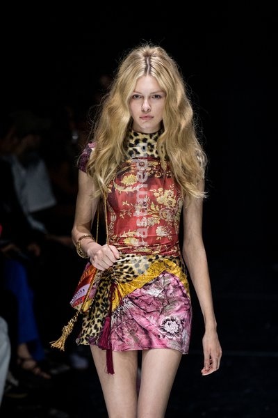 A model walks the runway at Roberto Cavalli fashion show during the Milan Fashion Week - Womenswear Spring/Summer 2027 in Milan, Italy, on 24 September 2026
