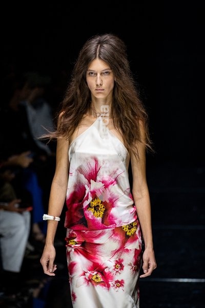 A model walks the runway at Roberto Cavalli fashion show during the Milan Fashion Week - Womenswear Spring/Summer 2027 in Milan, Italy, on 24 September 2026