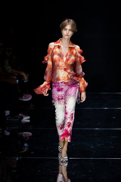A model walks the runway at Roberto Cavalli fashion show during the Milan Fashion Week - Womenswear Spring/Summer 2027 in Milan, Italy, on 24 September 2026