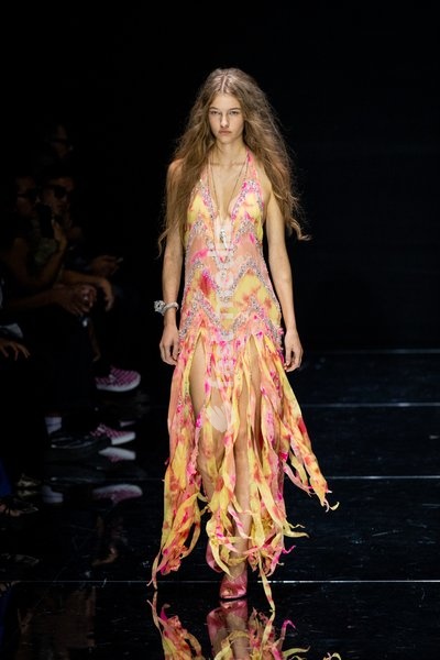 A model walks the runway at Roberto Cavalli fashion show during the Milan Fashion Week - Womenswear Spring/Summer 2027 in Milan, Italy, on 24 September 2026