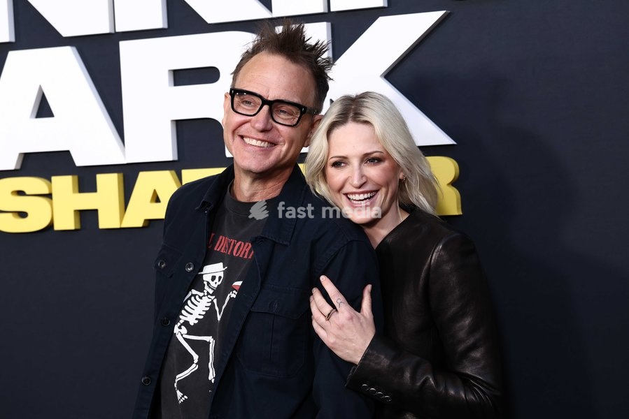 Mark Hoppus and Emily Armstrong at the World Premiere Of Trafalgar Releasing's 'Linkin Park: Unshattered' held at the AMC The Grove 14 on September 24, 2026 in Beverly Grove, Los Angeles, California, United States