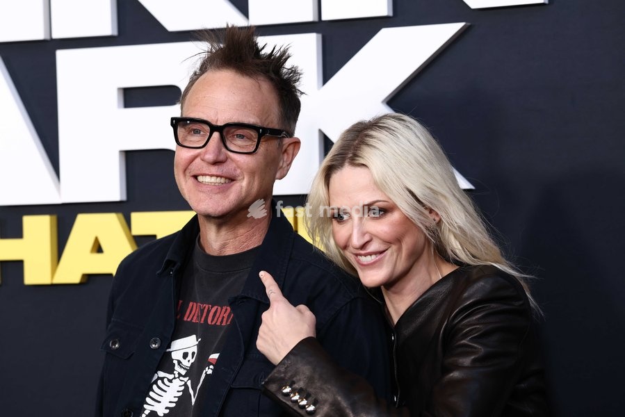 Mark Hoppus and Emily Armstrong at the World Premiere Of Trafalgar Releasing's 'Linkin Park: Unshattered' held at the AMC The Grove 14 on September 24, 2026 in Beverly Grove, Los Angeles, California, United States