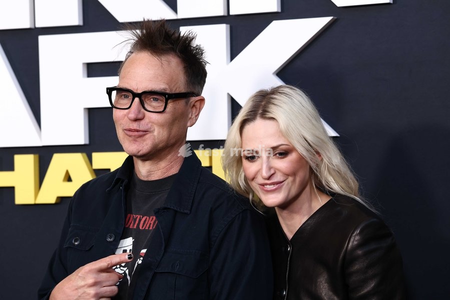 Mark Hoppus and Emily Armstrong at the World Premiere Of Trafalgar Releasing's 'Linkin Park: Unshattered' held at the AMC The Grove 14 on September 24, 2026 in Beverly Grove, Los Angeles, California, United States