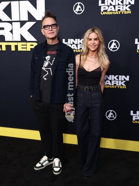 Mark Hoppus and Skye Everly at the World Premiere Of Trafalgar Releasing's 'Linkin Park: Unshattered' held at the AMC The Grove 14 on September 24, 2026 in Beverly Grove, Los Angeles, California, United States