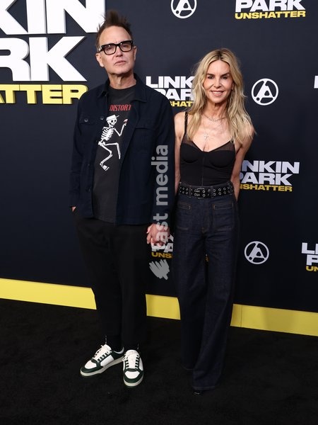 Mark Hoppus and Skye Everly at the World Premiere Of Trafalgar Releasing's 'Linkin Park: Unshattered' held at the AMC The Grove 14 on September 24, 2026 in Beverly Grove, Los Angeles, California, United States