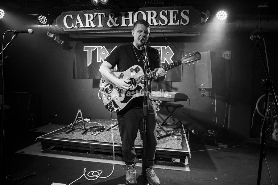 London based singer and songwriter, Adam Wedd performs at Cart & Horses in London on 24th September 2026, launching his debut album Hangover Full of Memories. Image converted to black and white