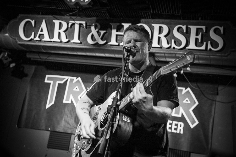 London based singer and songwriter, Adam Wedd performs at Cart & Horses in London on 24th September 2026, launching his debut album Hangover Full of Memories. Image converted to black and white