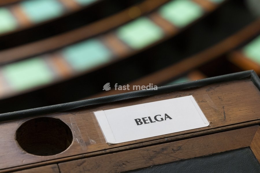 This image shows the Belga press box at the federal parliament to illustrate the press at work in Belgium, Thursday 24 September 2026