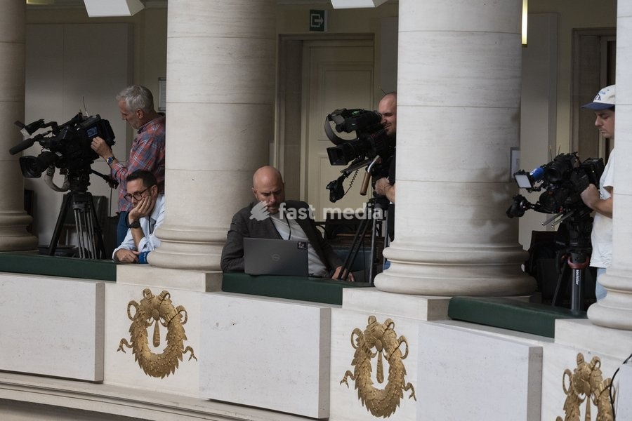 This image shows the press box at the federal parliament to illustrate the press at work in Belgium, Thursday 24 September 2026